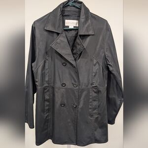 Vintage Renee Raquel Women's Black Double-Breasted Trench Coat
